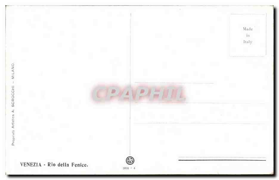 Italia - Italie - Italy - Venice - Venezia - Rio della Fenice - CPA  — Rückseite