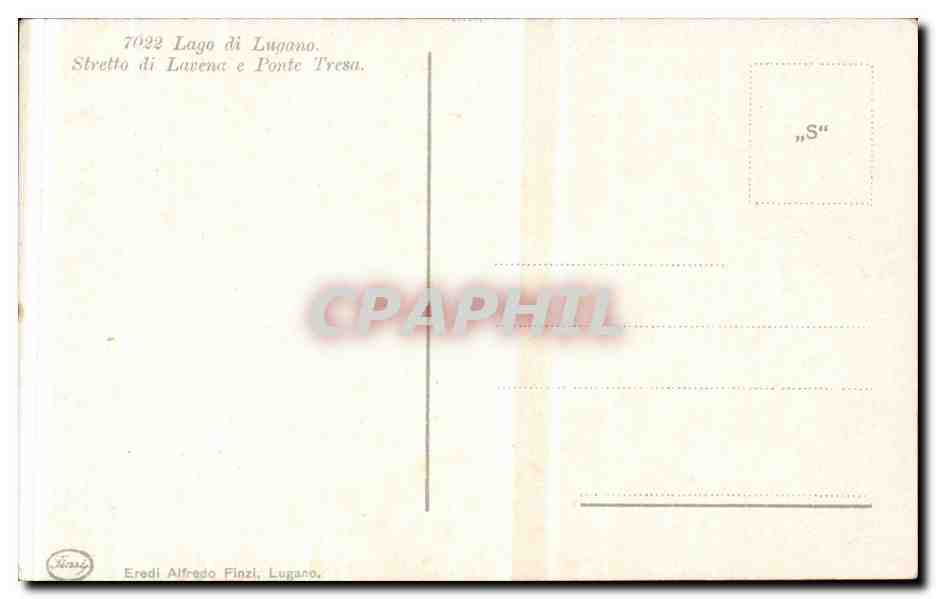 Italia - Italie - Italy - Lago di Lugano - Stretto di Lavena - CPA  — Rückseite