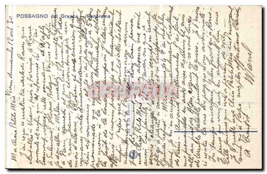 Italia - Italie - Italy - Possagno del Grappa - CPA  — Rückseite