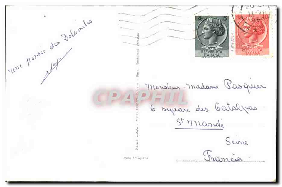 Italia - Italie - Italy - Villa Maria CPA  — Rückseite