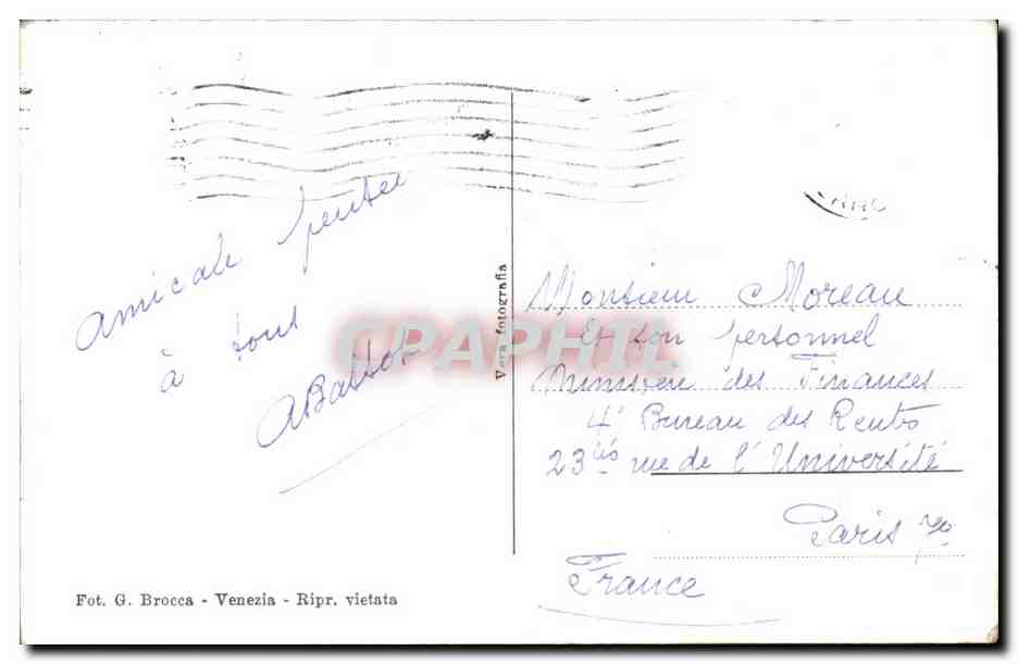 Italia - Italie - Italy - Venice - Venezia - CPA  — Rückseite