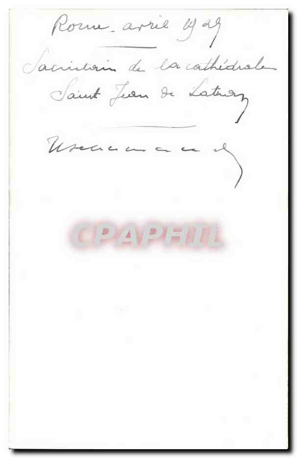 CARTE PHOTO Italia - Italie - Italy - Roma - Rome - Avril 1929 - SAcristain de la cathedrale Saint Jean - CPA  — Verso