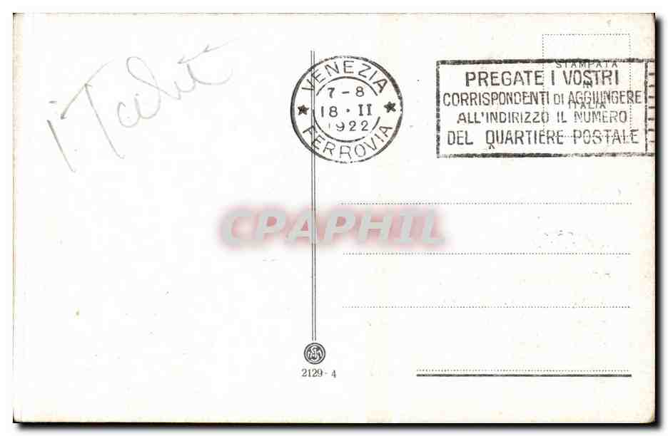 Italia - Italie - Italy - Venice - Venezia - Il Molo - CPA  — Rückseite