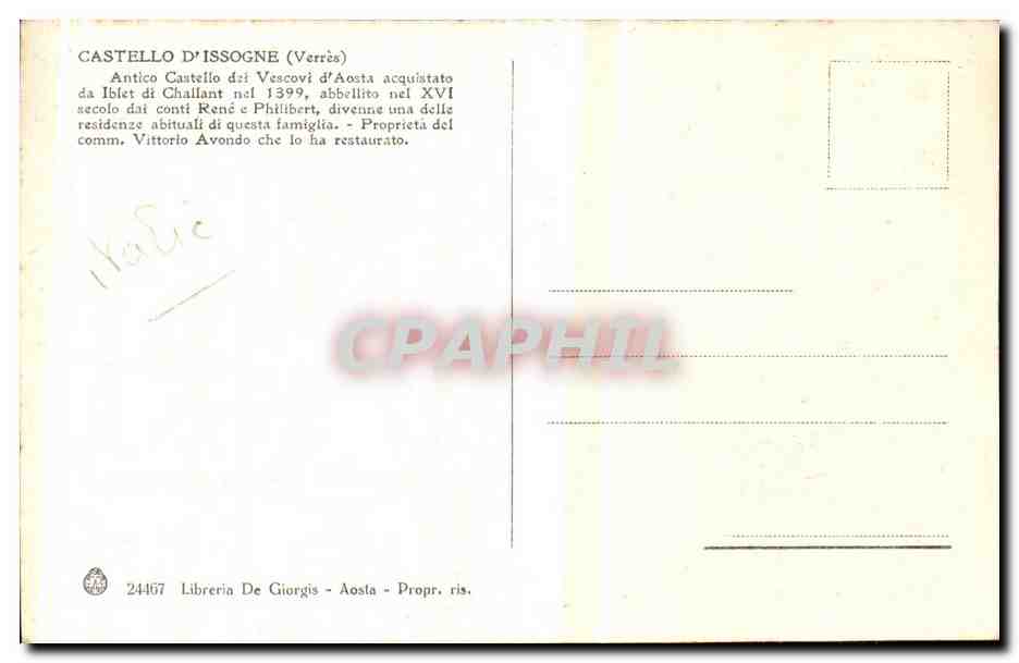 Espana - Espagne - Spain - Castello d'Issogne - Valle d'Aosta - CPA  — Rückseite