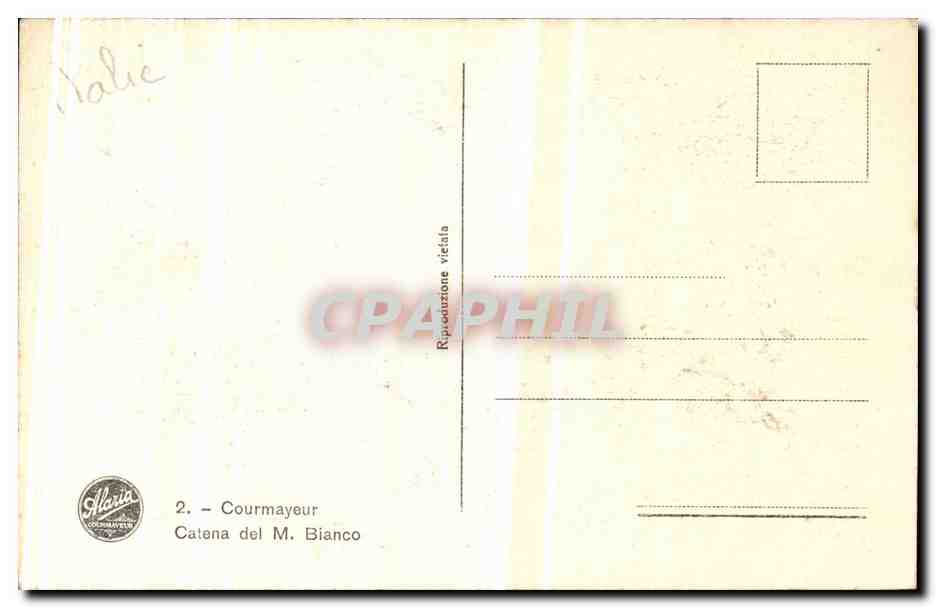 Italia - Italie - Italy - Courmayeur - CPA  — Rückseite