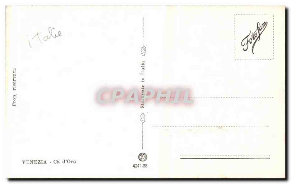Italia - Italie - Italy - Venice - Venezia - Ca d'Oro - CPA  — Rückseite