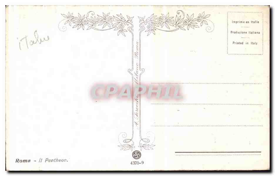 Italia - Italie - Italy - Rome - Roma - Il Pantheon - CPA  — Rückseite