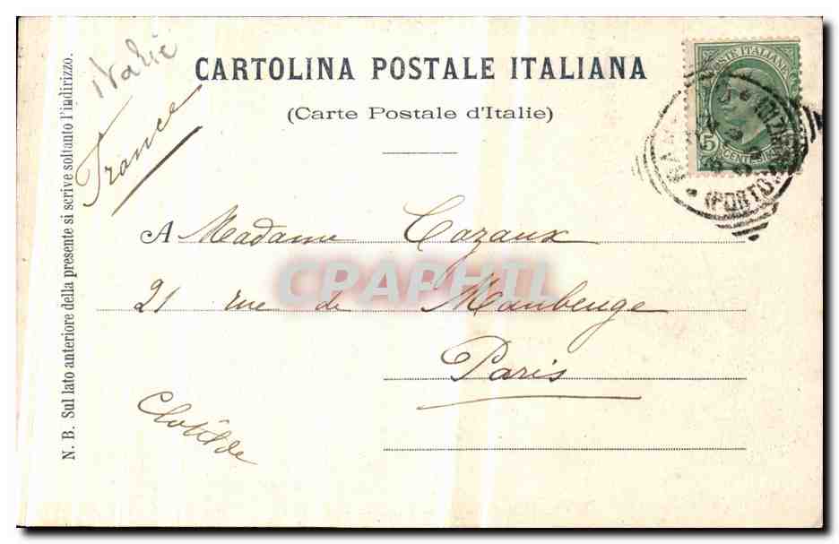 Italia - Italie - Italy - Bordighera - Via di Mezzo - CPA  — Back