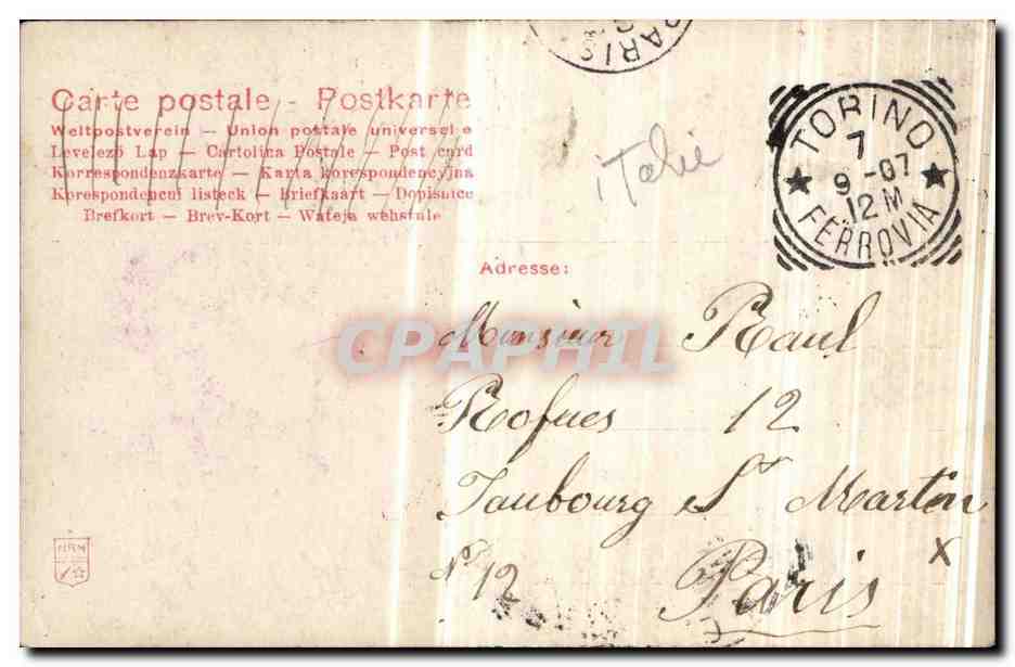 Italia - Italie - Italy - Torino - Turin - Pensiero da Torino - CPA  — Rückseite