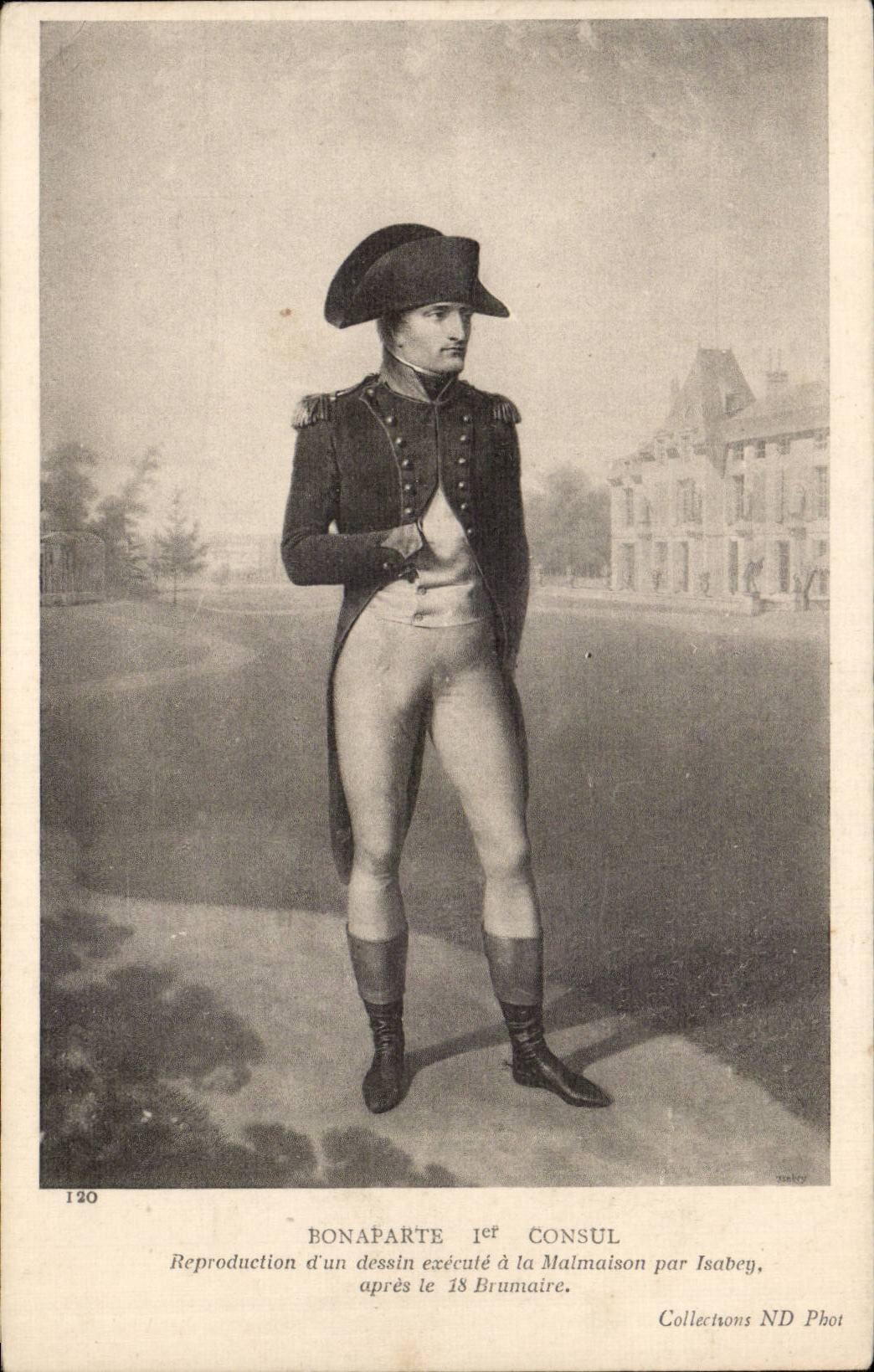 CPA Napoleon Bonaprte 1er consul Reproduction d'un dessin execute a la Malmaison par Isabey apres le 18 Brumaire