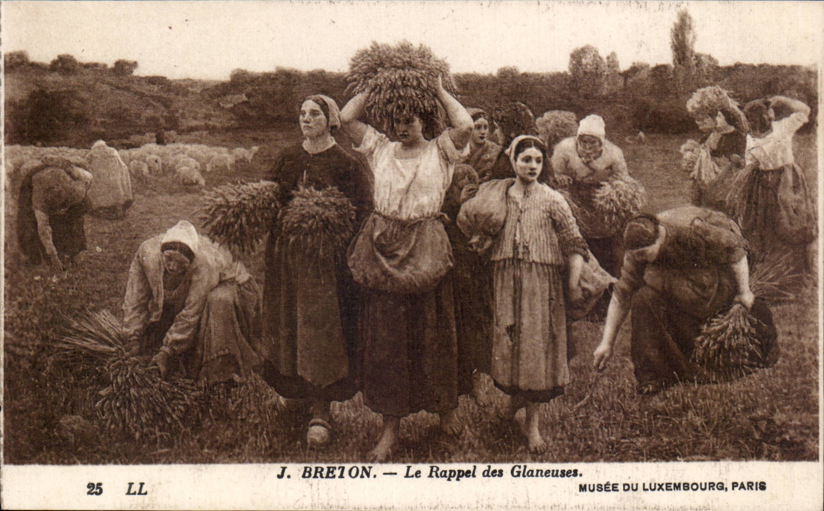 CPA J Breton le rappel des glaneuses Folklore Musee du Luxembourg Paris