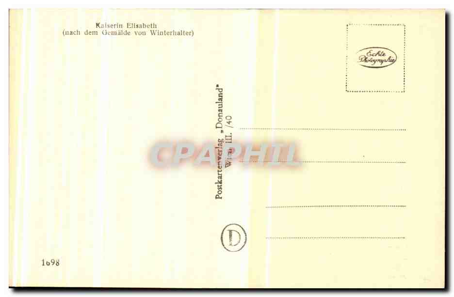 Kaiserin Elisabeth — nach dem Gemälde von Winterhalter — Postkarterverlag Donauland Ausgabe, n° III/40 — Rückseite