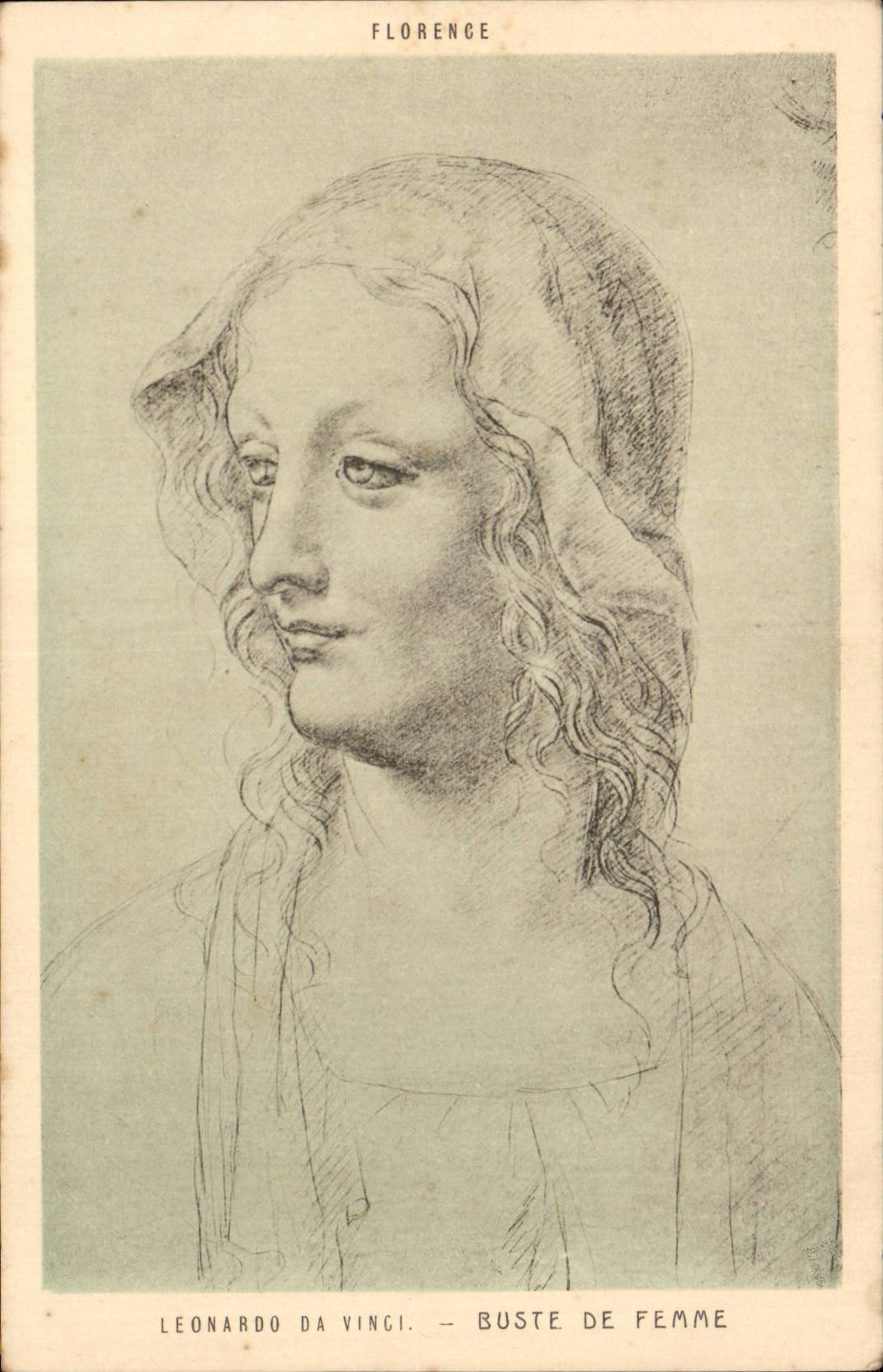 CPA Leonardo da Vinci Buste de femme Florence