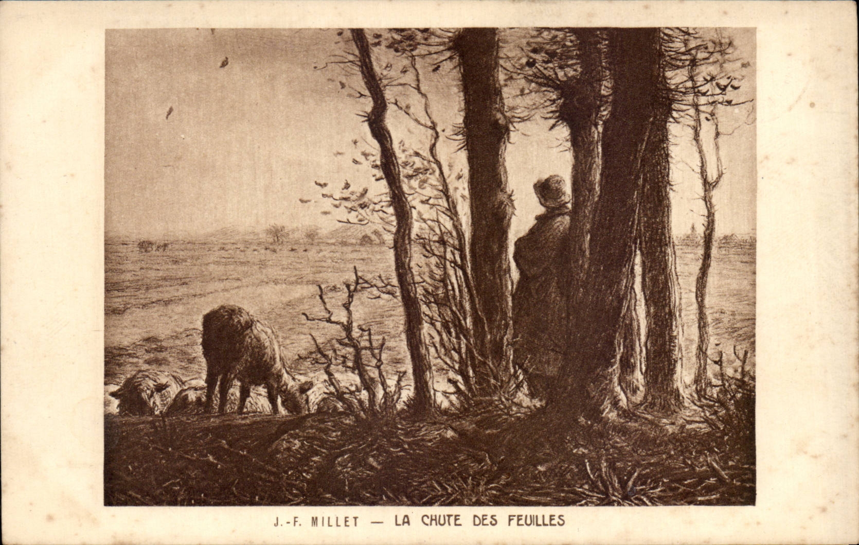 CPA Millet la chute des feuilles