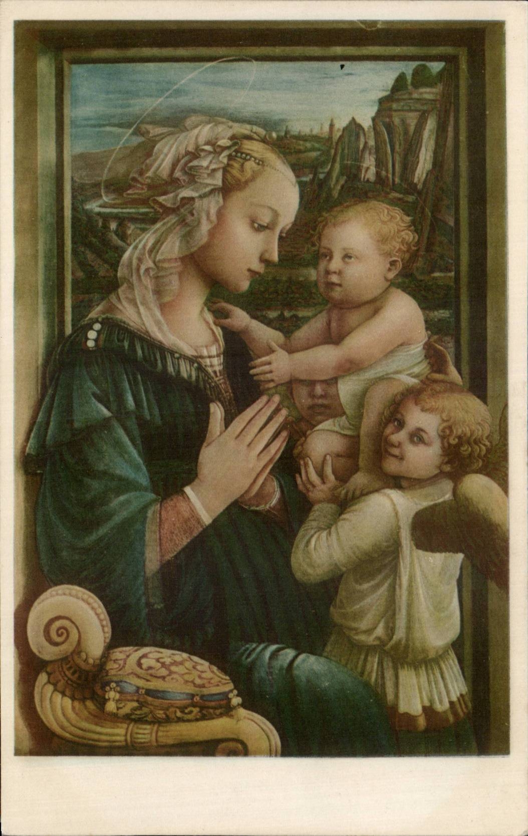 CPA Firenza Galleria Uffizi Madonna Che Adora Il Bambino