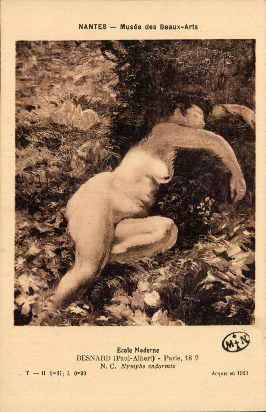 CPA Nantes Musee des Beaux Arts Ecole moderne Besnard Nymphe endormie