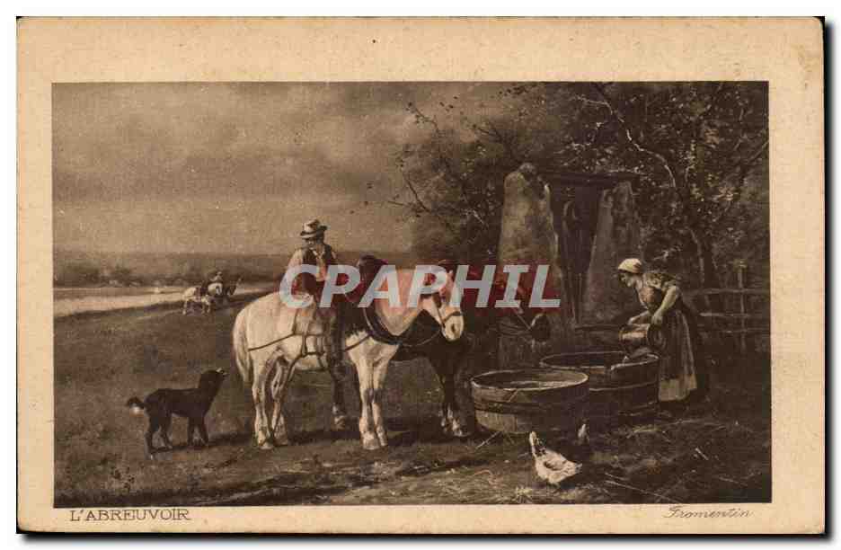 CPA L'abreuvoir Fromentin Cheval Horse