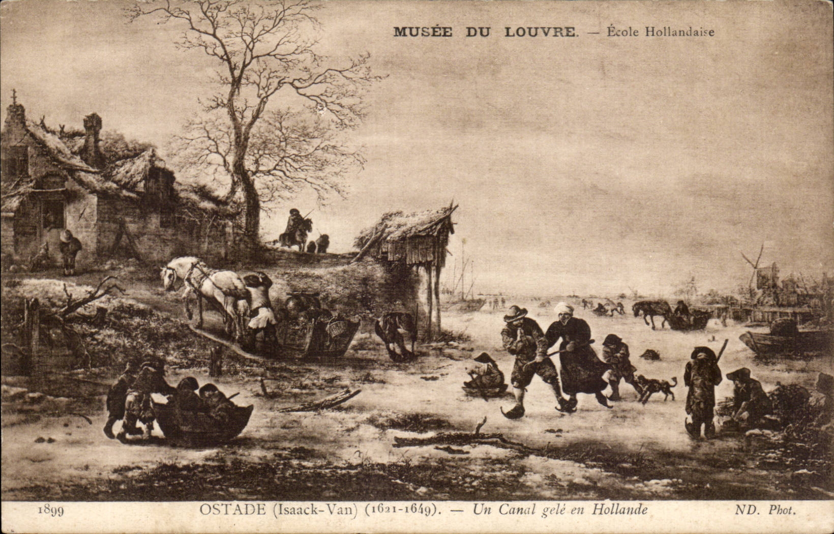 Un Canal gelé en Hollande — œuvre d'Isaack Van Ostade (1621-1649) — Musée du Louvre — ND. Phot. — 1899