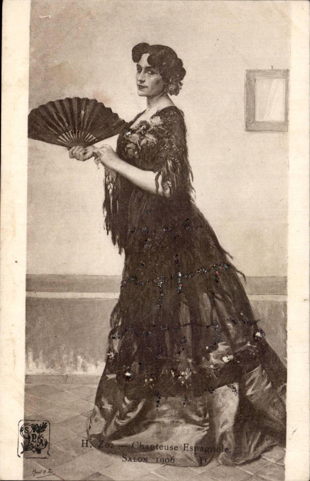 CPA Chanteuse espagnole Salon 1906 Folklore Costume