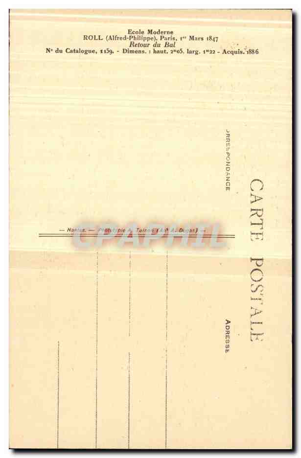 CPA Nantes Musee des Beaux Arts — Verso