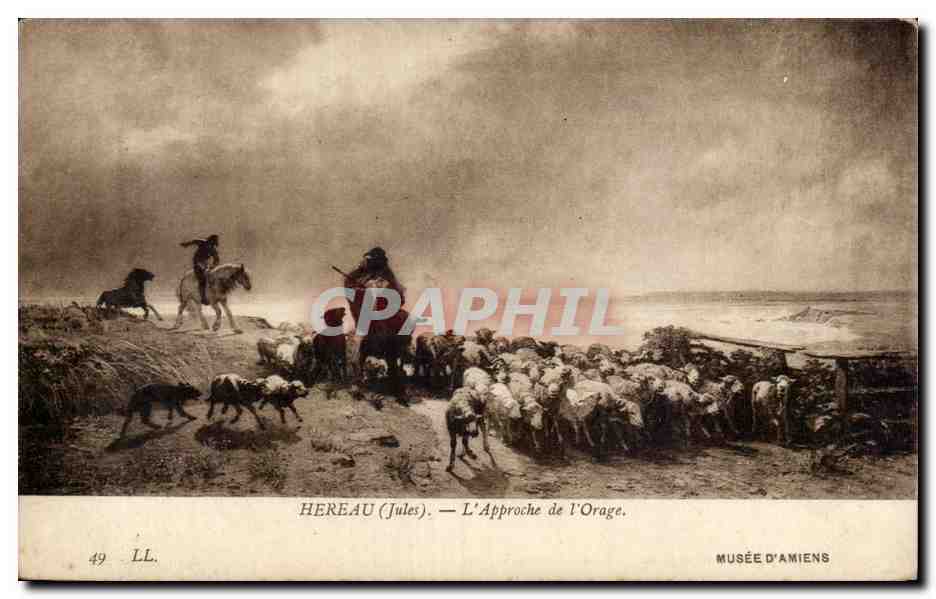 CPA Hereau L'approche de l'orage Moutons Sheep