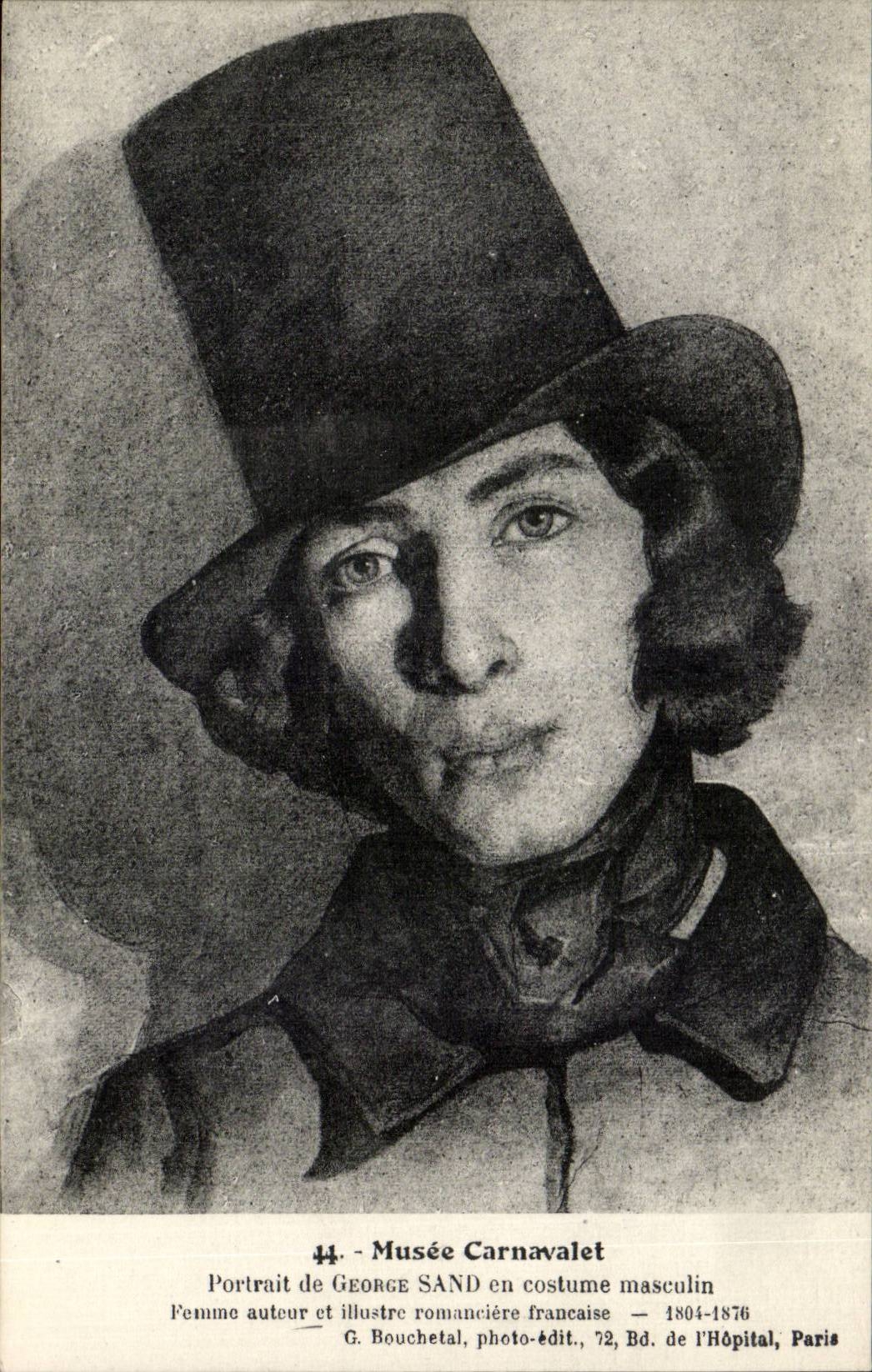 CPA Paris Musee Carnavalet Portrait de George Sand en costume masculin