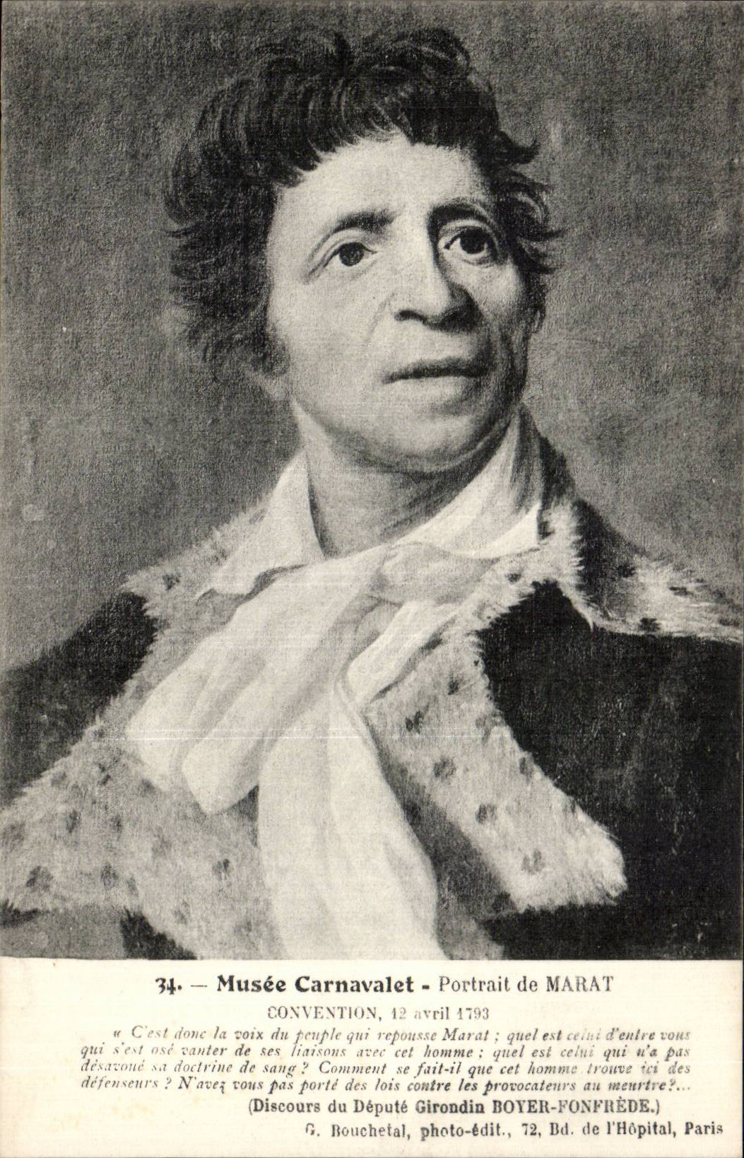 CPA Paris Musee Carnavalet Portrait de Marat Convention 12 avril 1793
