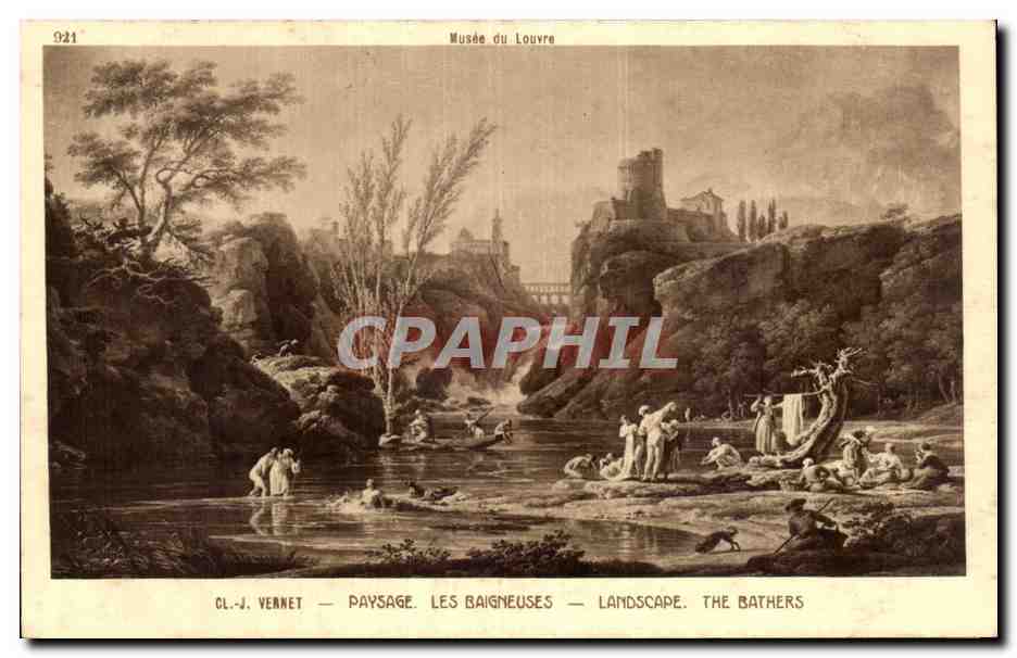 CPA Paris Musee du Louvre Vernet Paysage les baigneuses 