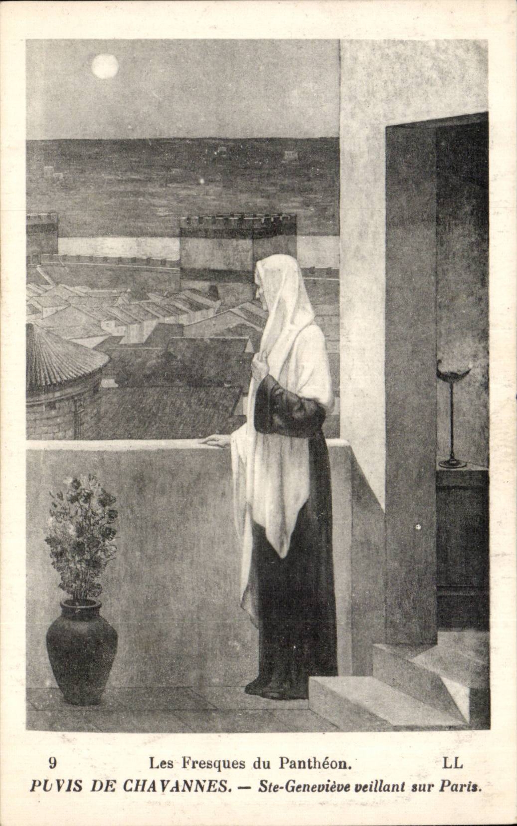 CPA Paris les fresques du Pantheon Puvis de Chavannes Ste Genevieve veillant sur Paris 