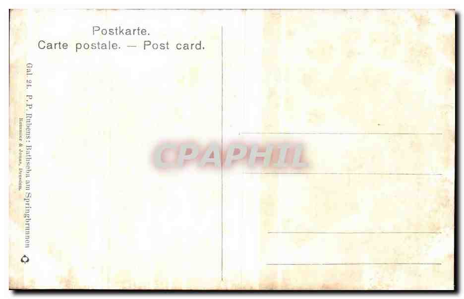 Bathsheba au Springbroommon — Gal. 24, P.P. Rubens — éditeur: Bodenmiller & Sohne, Dresden — Verso