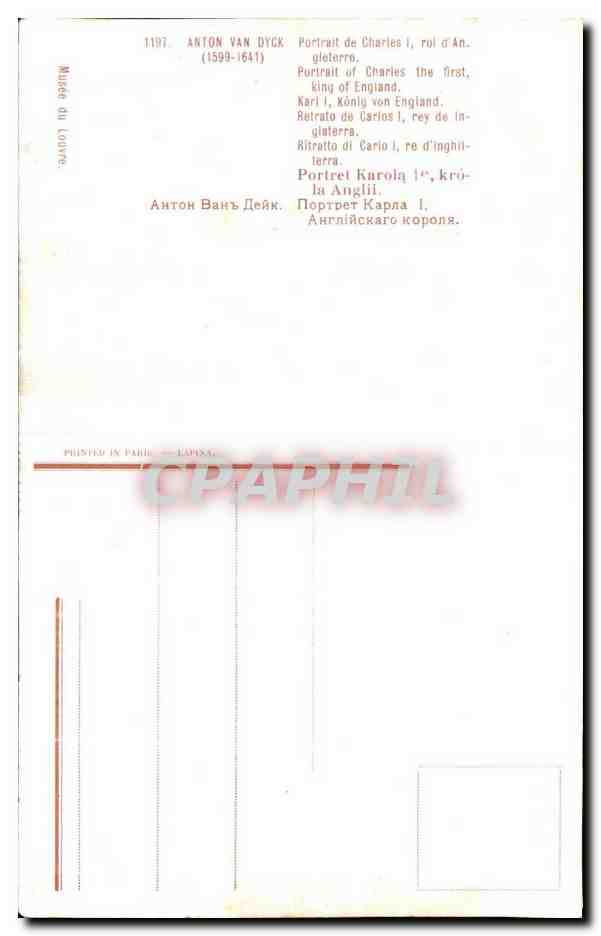 CPA Fantaisie Anton Van Dyck Portrait de Charles I roi d'Angleterre — Verso