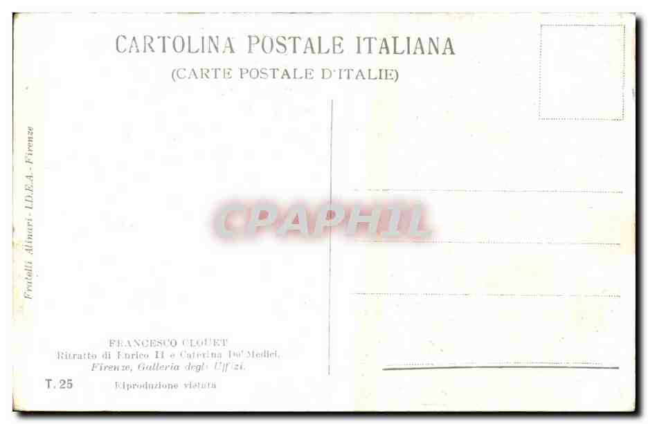 CPA Francesco Clouet Rittrato di Enrico II e Caterina De Medici Firenze Galleria degli Uffizi — Verso