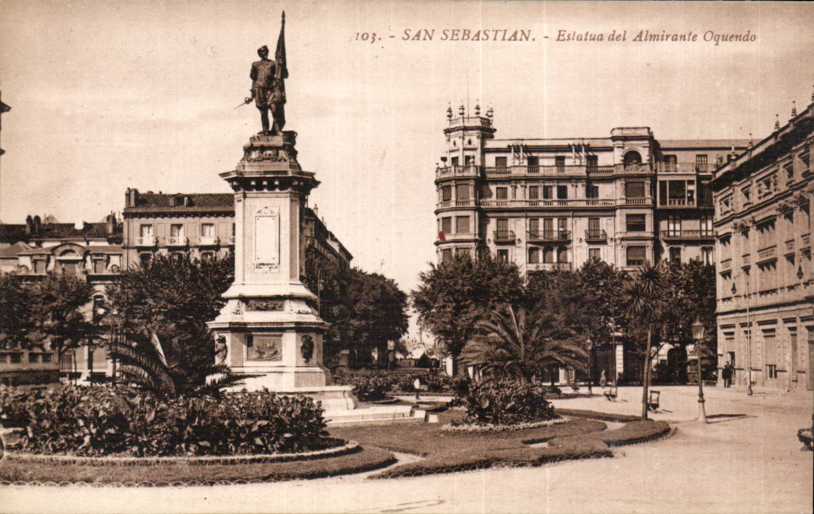 San Sebastián — Statue de l'Amiral Oquendo — Éditeur G. Galerza