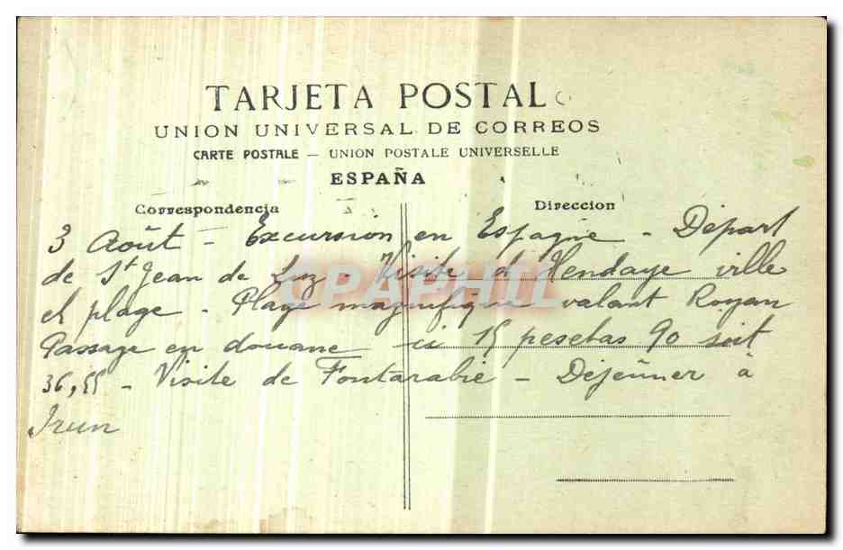 CPA Espagne Spain Espana Fuenterrabia Vista General — Rückseite