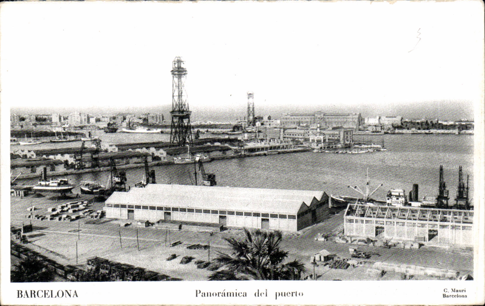 CPA Espagne Espana Spain Barcelona Panoramica del puerto