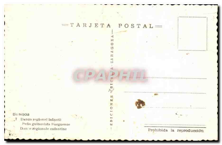 CPSM Espagne Espana Spain Burgos Danza reional infantil — Back