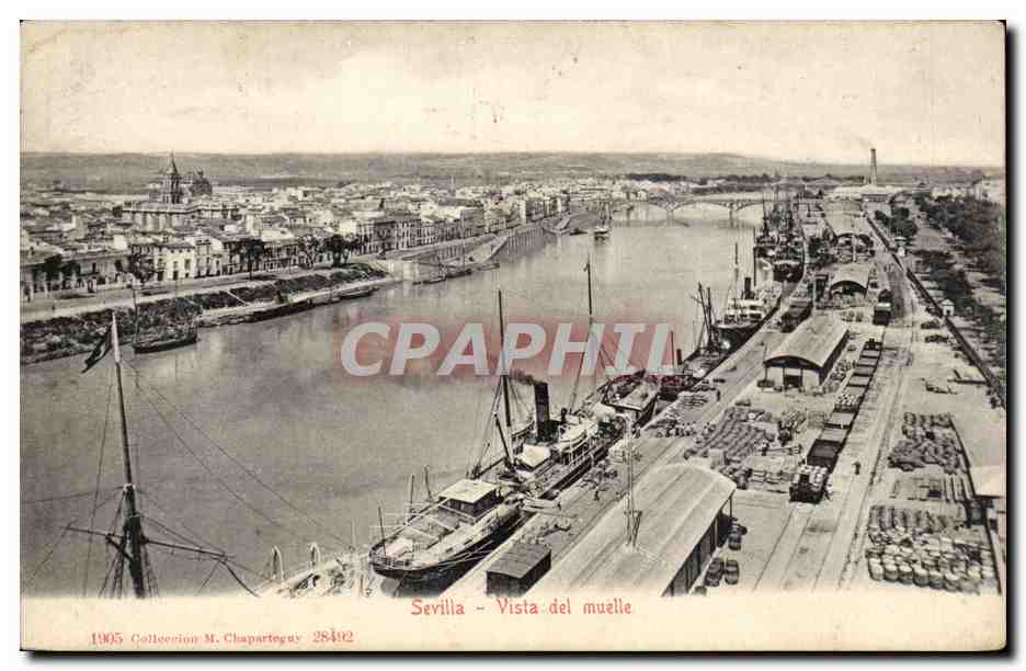 CPA Espagne Spain Espana Sevilla Vista del Muelle