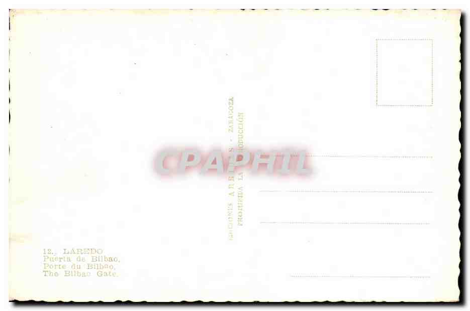 CPA Espagne Spain Espana Laredo Puerta de Bilbao — Back