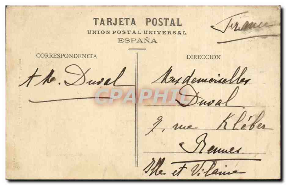 Espagne Espana Spain CPA Fuenterrabia Calle Mayor — Rückseite
