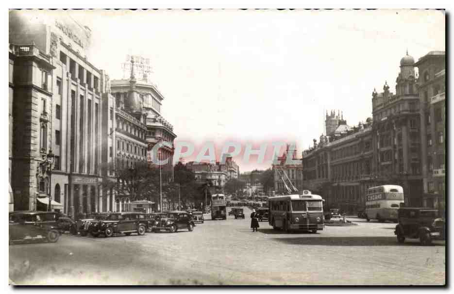 Espagne Espana Spain CPA Madrid El trolebus por la calle de Alcala