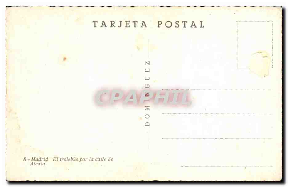 Espagne Espana Spain CPA Madrid El trolebus por la calle de Alcala — Rückseite