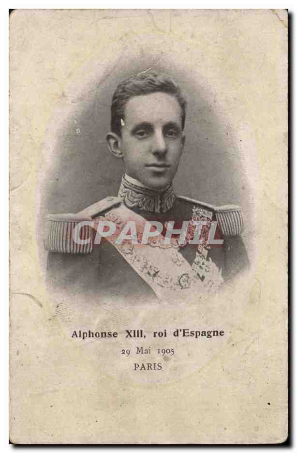 Alphonse XIII, roi d'Espagne — portrait en uniforme — Paris, 29 mai 1905