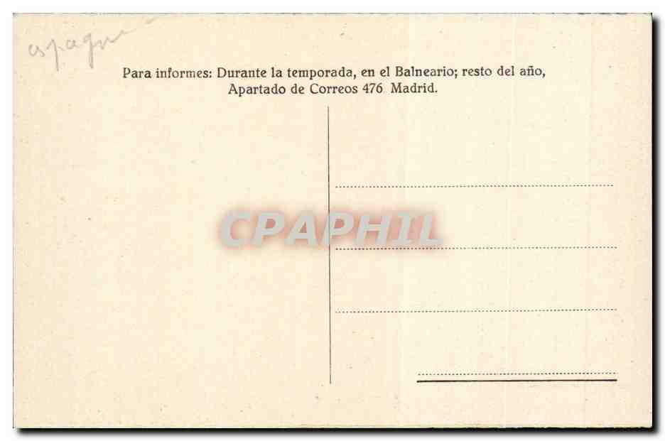 CPA Espagne Spain Espana El Ibon y el Balneario — Rückseite