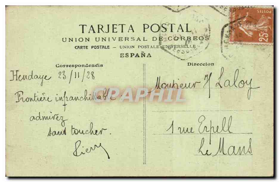 CPA Espagne Spain Espana Fuenterrabia Visto desde Hendaya — Rückseite