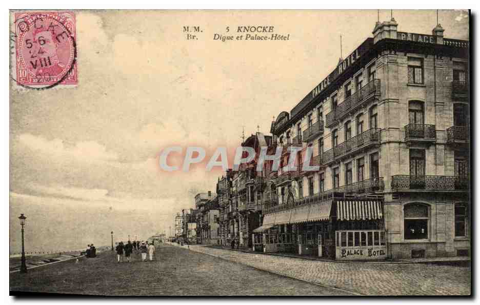 CPA Belgique Knocke Digue et palace Hotel