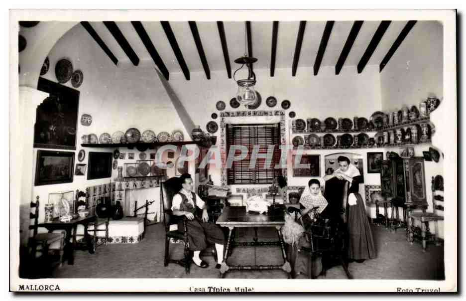 CPA Espagne Spain Espana Mallorca Casa Tipica Mulet Folklore