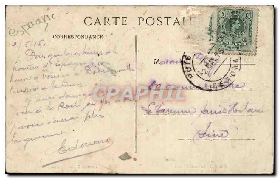 CPA Espagne Spain Espana Pont international — Back