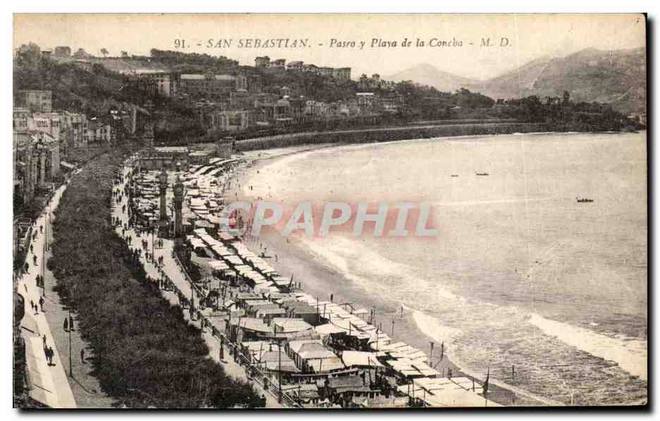 CPA Espagne Spain Espana San Sebastian Paseo y Playa de la Concha