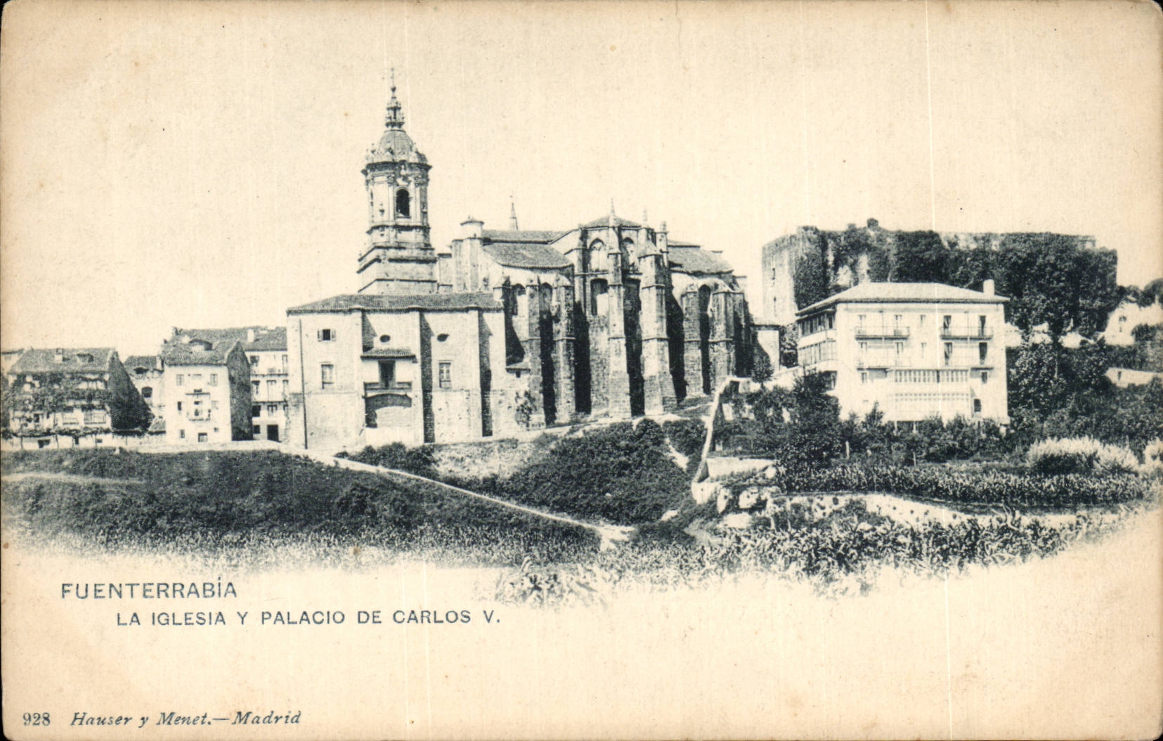 CPA Espagne Spain Espana Fuenterrabia La iglesia y Palacio de Carlos V