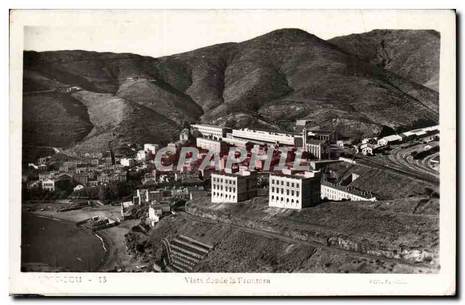 CPA Espagne Spain Espana Port Bou Vista desde la frontera
